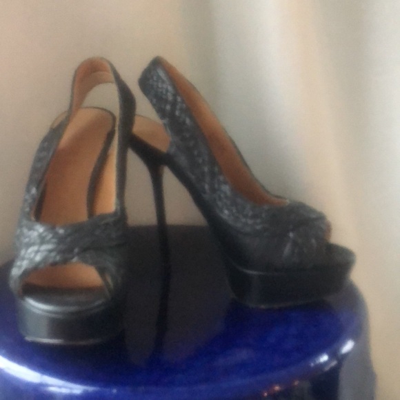 L.a.m.b. Lamb Gwen stefani Keaton braided leather platform sling back stiletto - Picture 8 of 16